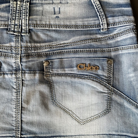 GOURD Jeans Y2K Denim Micro Mini Skirt Fringe Hippie Boho Distressed Blue 28 M - Picture 6 of 9